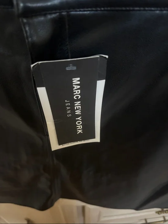 Marc New York Black Faux Leather Skirt with Button Waist - Picture 9 of 10